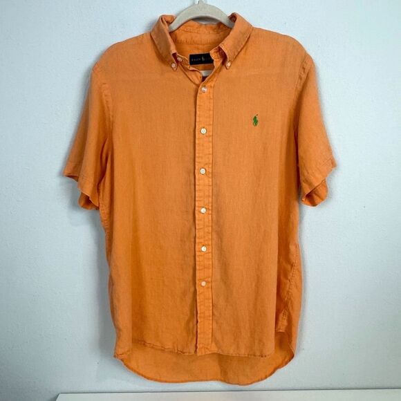 Ralph Lauren Orange Linen Classic Fit Shirt M - Picture 1 of 7